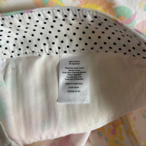 Talbot's Perfect Crop Cotton Spandex Pastel Floral Spring Crop Pants Ladies 14 - Picture 7 of 9